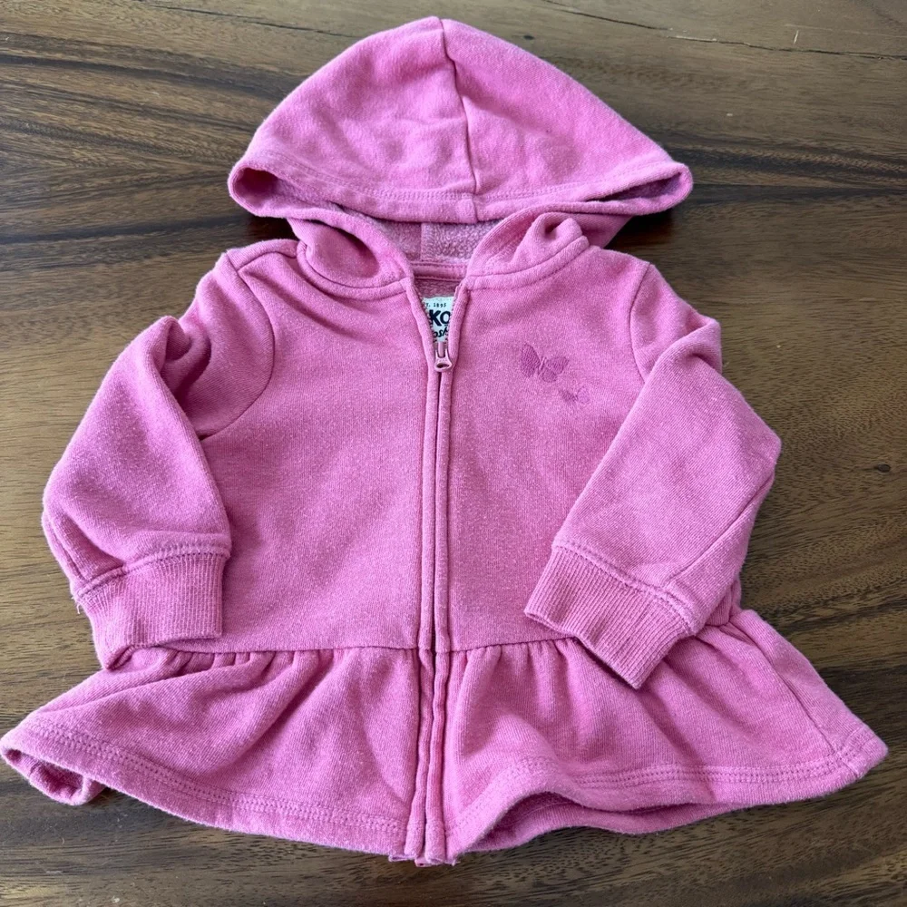 OshKosh B’Gosh Pink Hooded Front Zip Jacket 12M